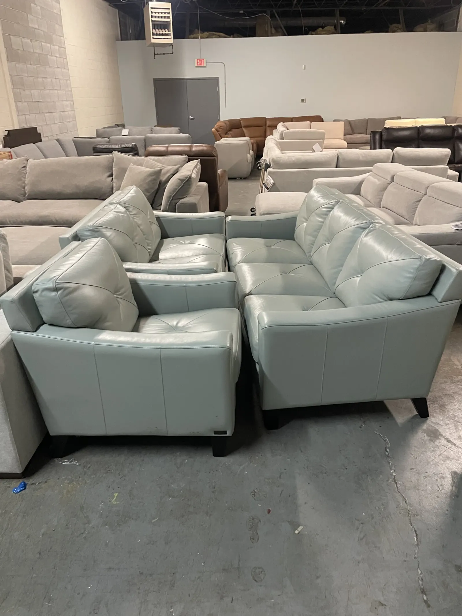 Atmore 3 Piece Top Grain Leather Set Sofa Loveseat Chair - Image 2