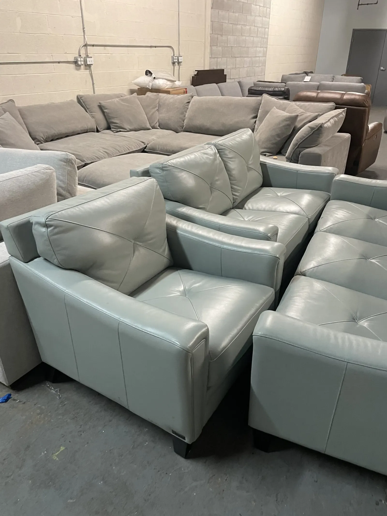Atmore 3 Piece Top Grain Leather Set Sofa Loveseat Chair - Image 3