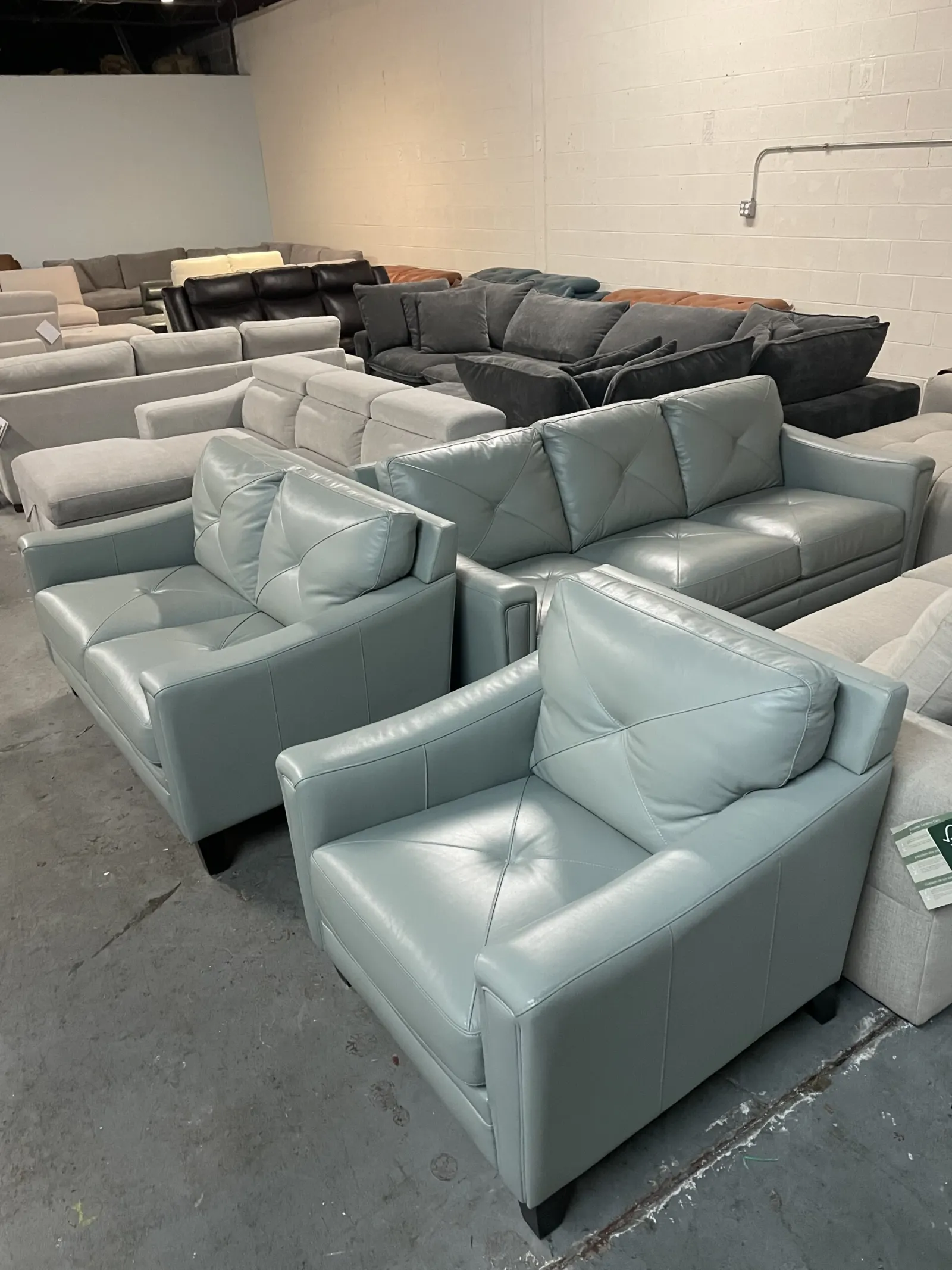 Atmore 3 Piece Top Grain Leather Set Sofa Loveseat Chair - Image 4