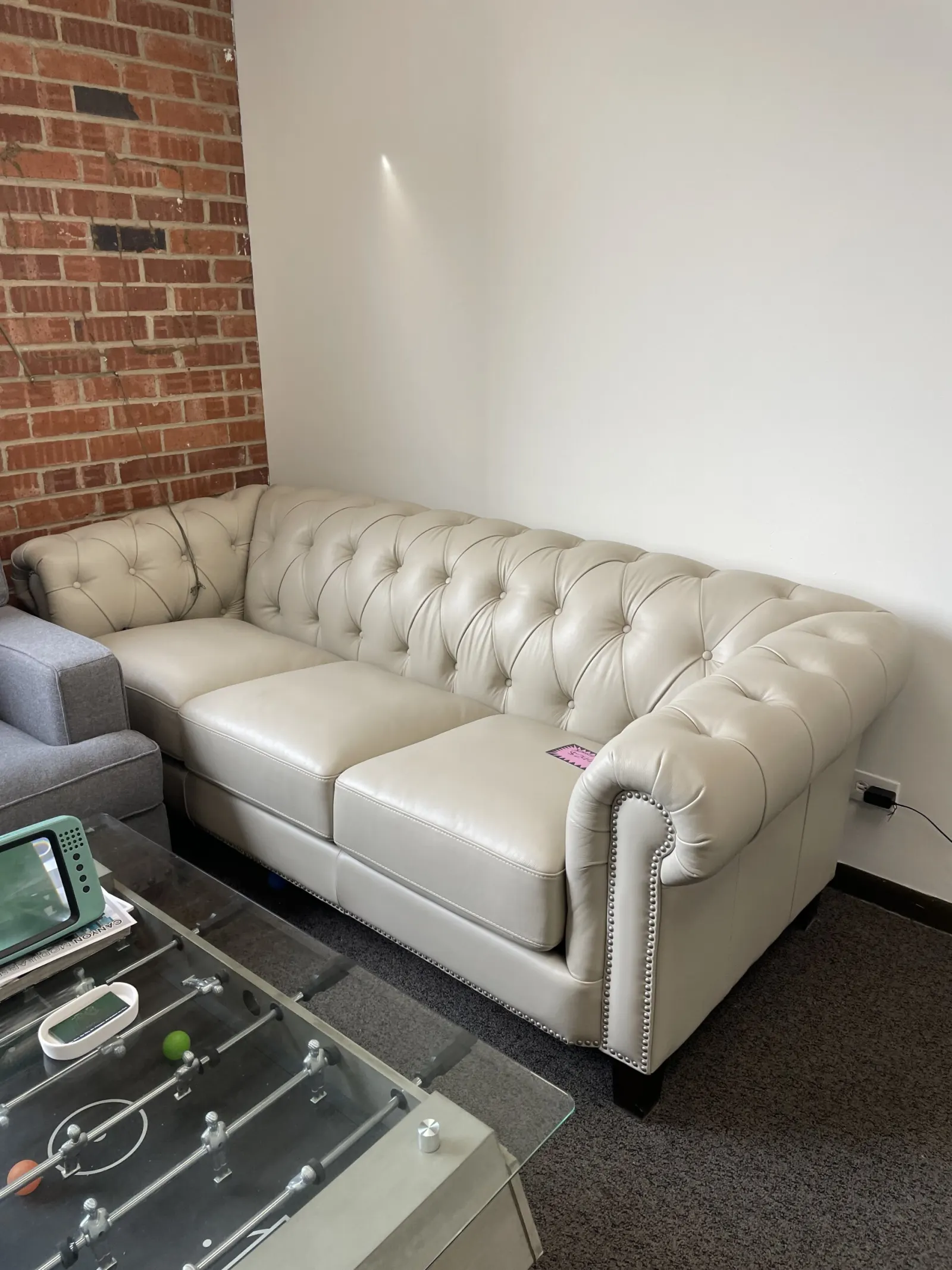 Baldwin Top Grain Leather Sofa Collection Ivory - Image 2