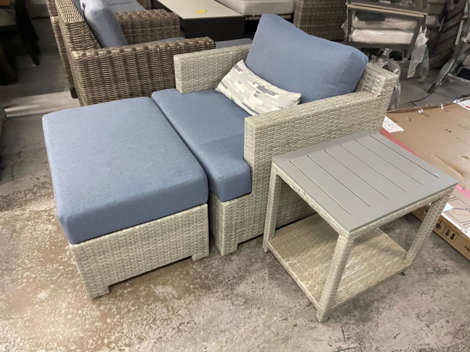Belmont 7-Piece Deep Seating Blue Outdoor Patio Set - Image 3