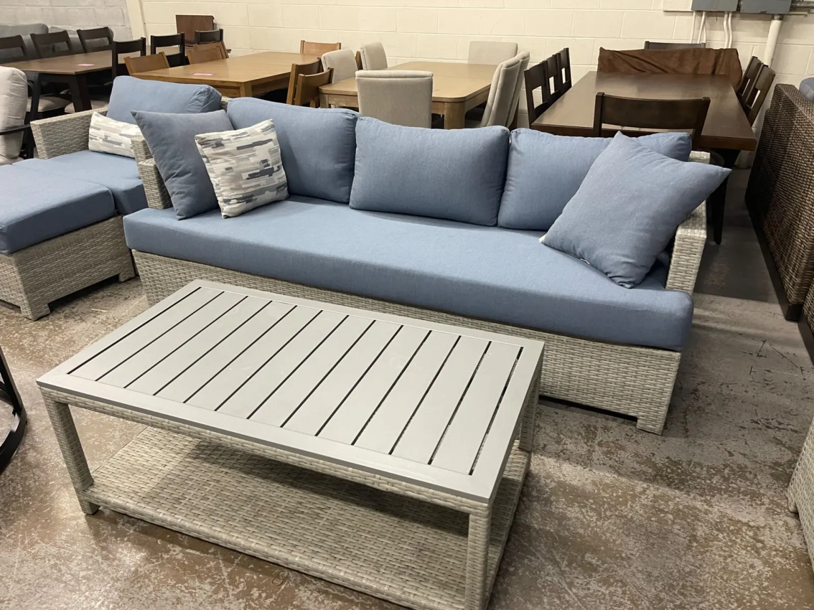 Belmont 7-Piece Deep Seating Blue Outdoor Patio Set - Image 4