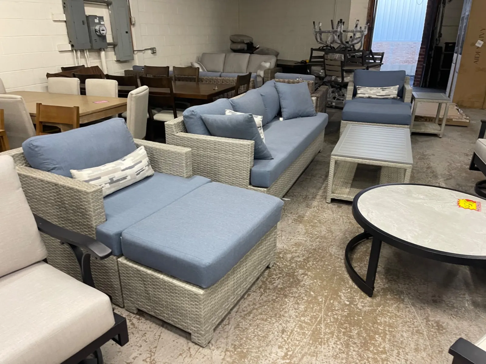 Belmont 7-Piece Deep Seating Blue Outdoor Patio Set - Image 8