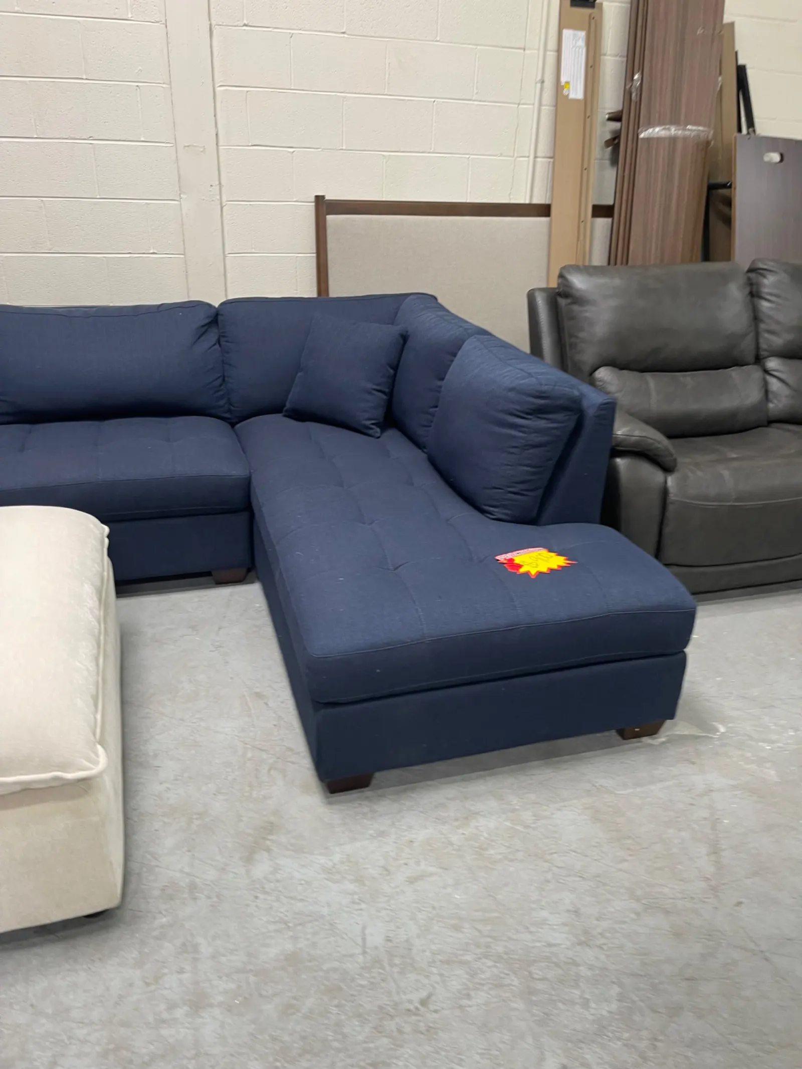 Blue Miles Fabric Sectional with Storage Ottoman - Image 3