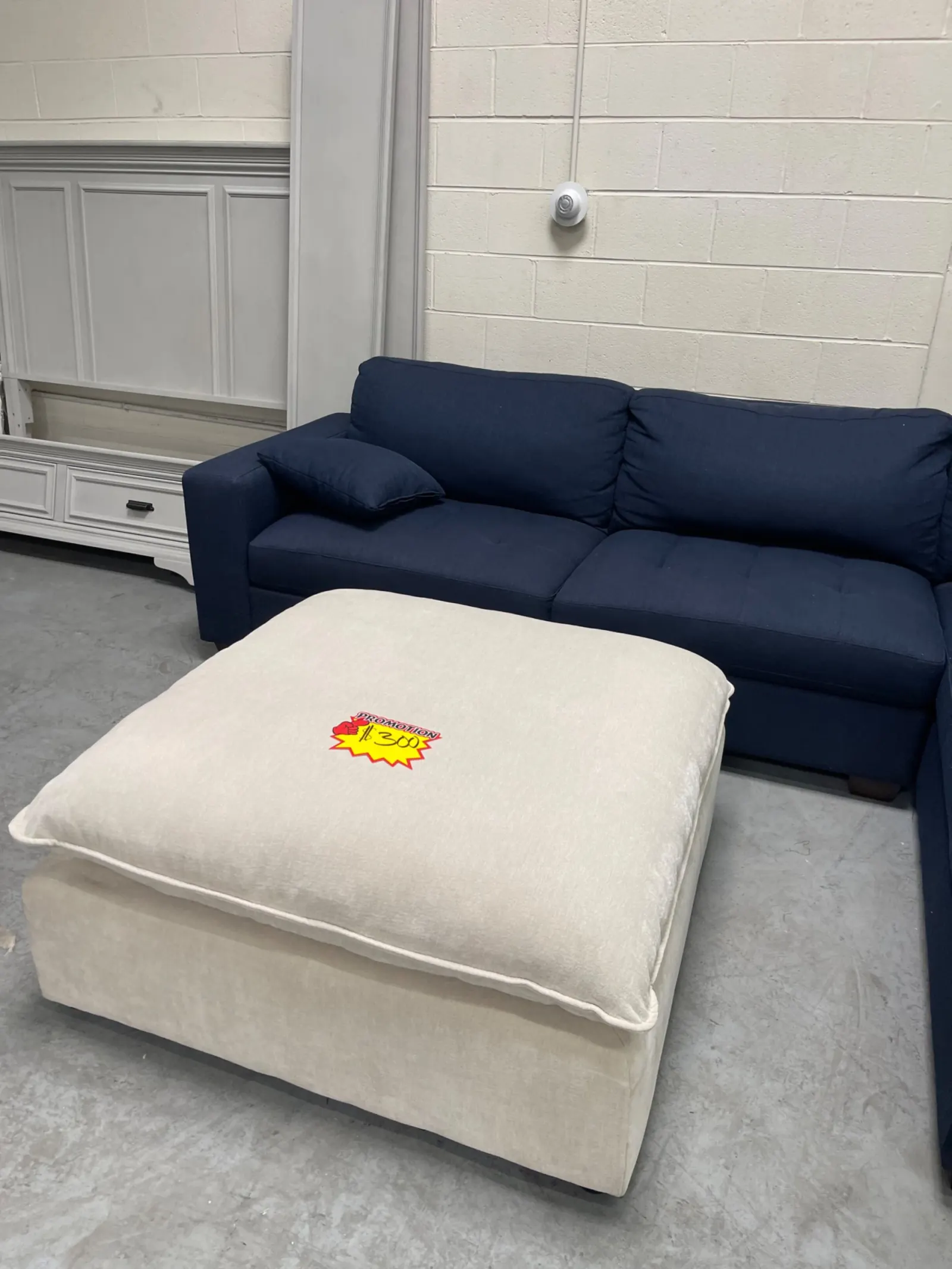 Blue Miles Fabric Sectional with Storage Ottoman - Image 4