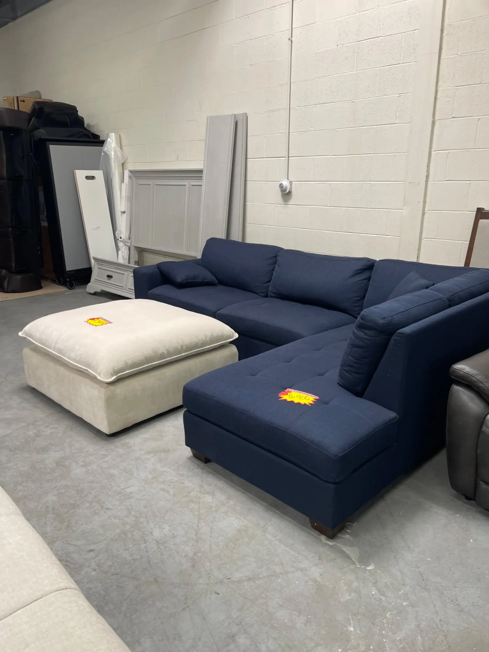 Blue Miles Fabric Sectional with Storage Ottoman - Image 5