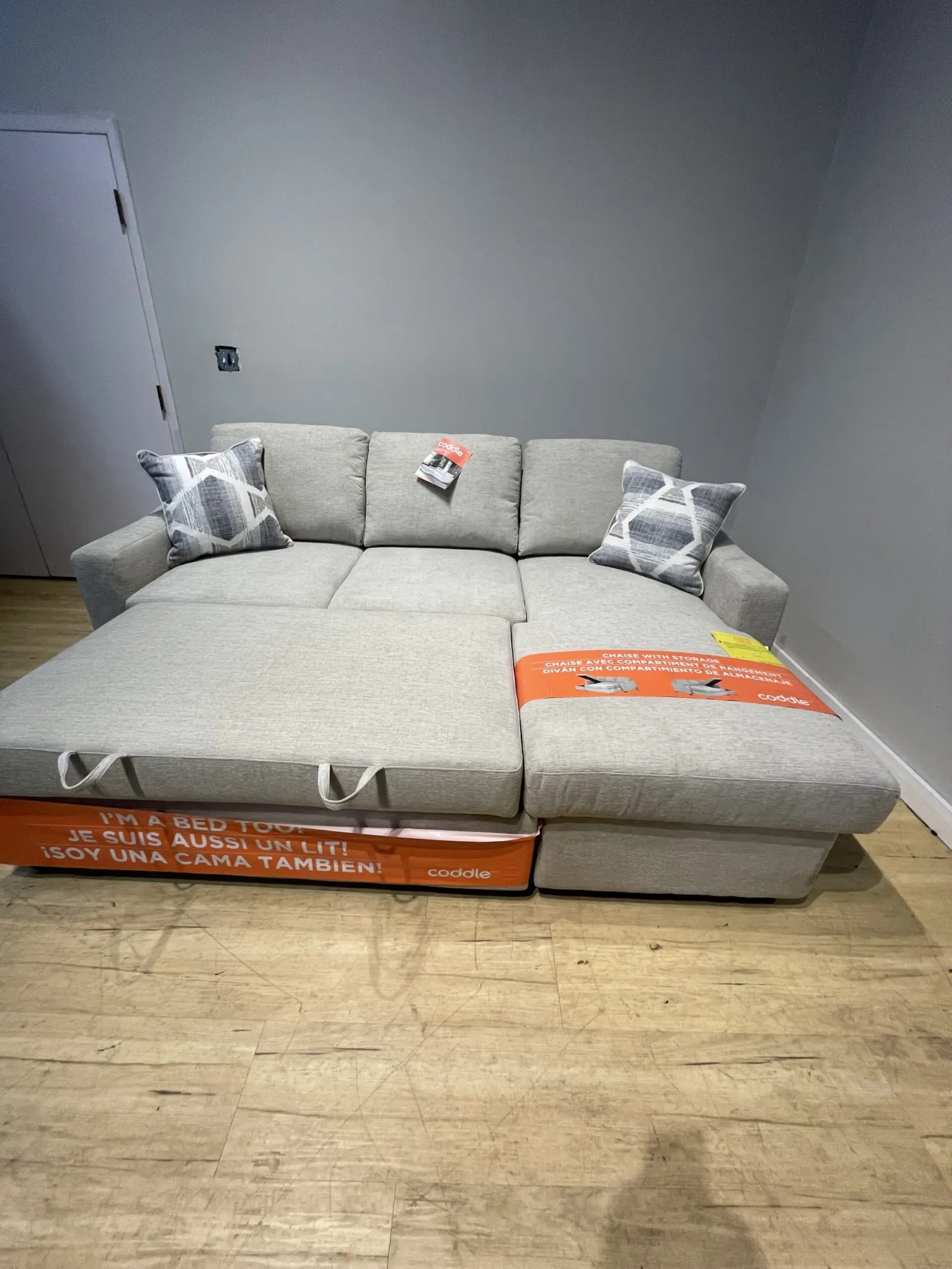Coddle Aria Fabric Sleeper Sofa with Chaise, Beige