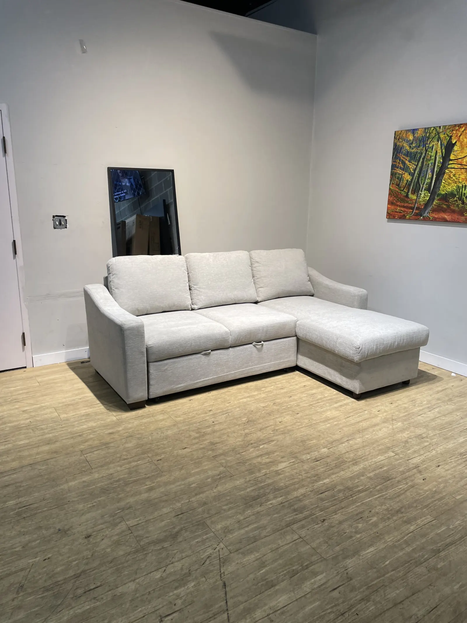 Coddle Aria Fabric Sleeper Sofa With Chaise Beige - Image 4