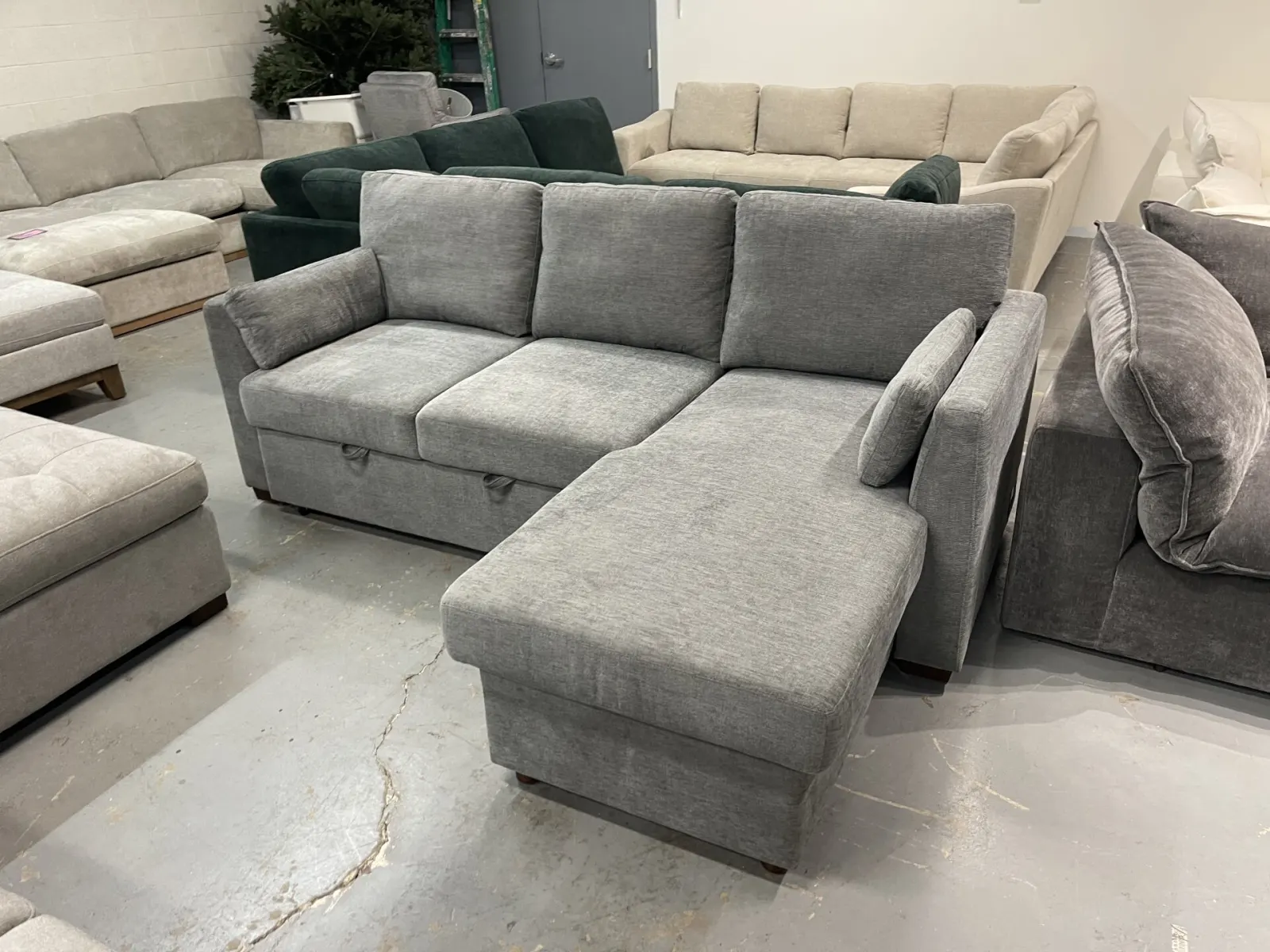 Coddle Luke Fabric Sleeper Sofa with Chaise, Dark Gray