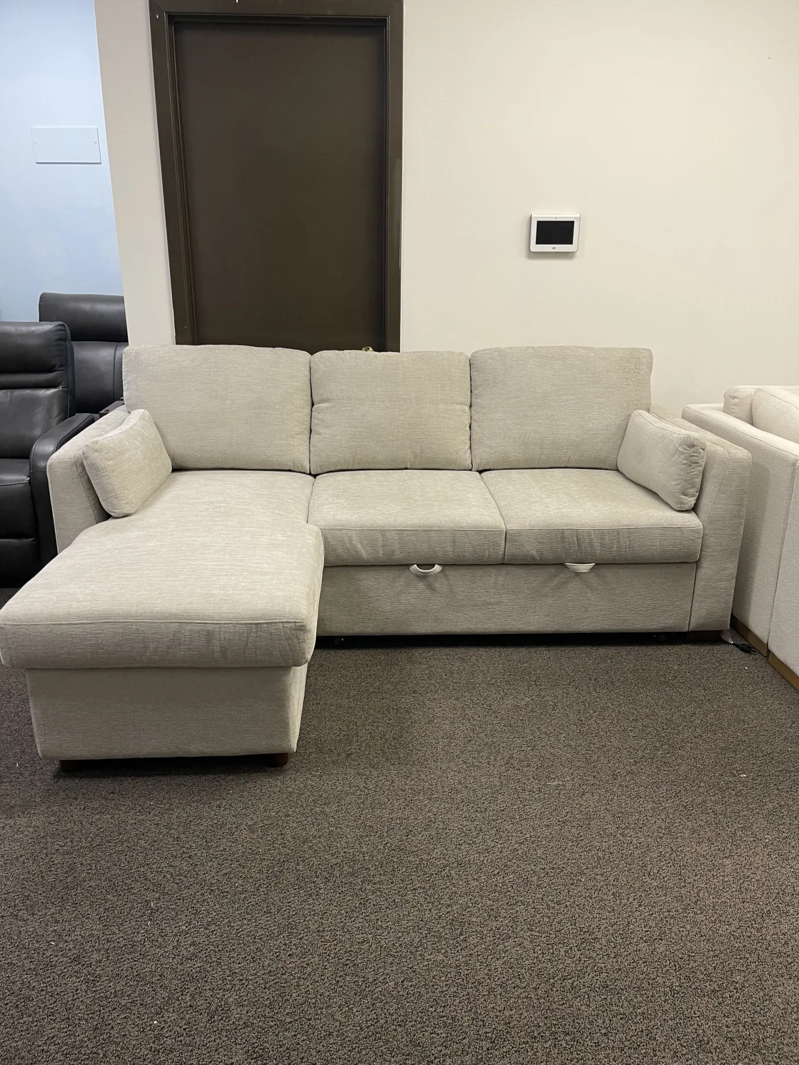 Coddle Luke Fabric Sleeper Sofa With Reversible Chaise And Storage Beige - Image 2