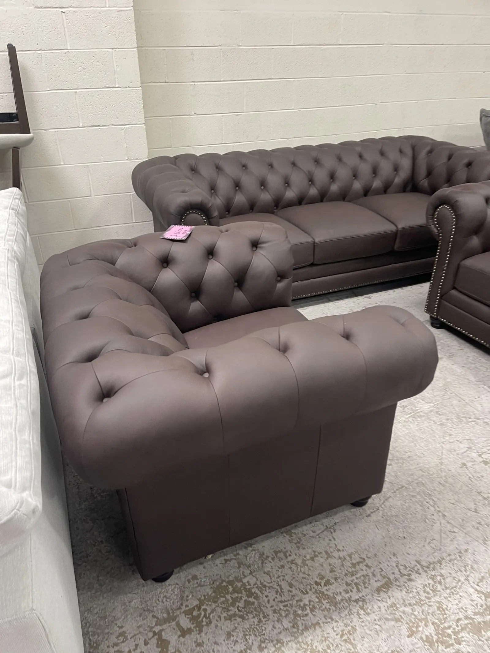 Culver 3 Piece Leather Chesterfield Set - Image 2