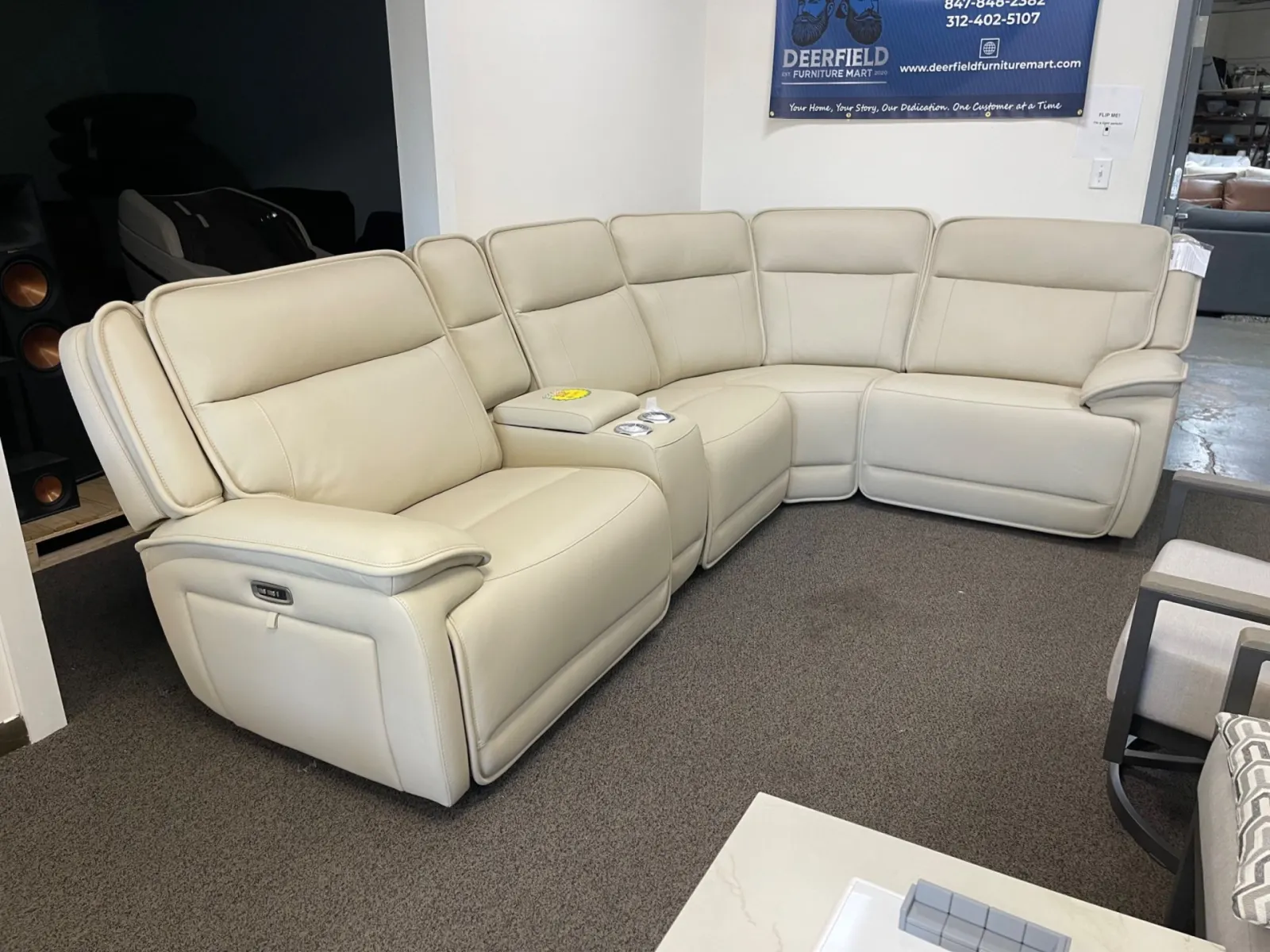 Double Deal 5-Piece Dual Power Leather Reclining Modular Sectional - Image 2
