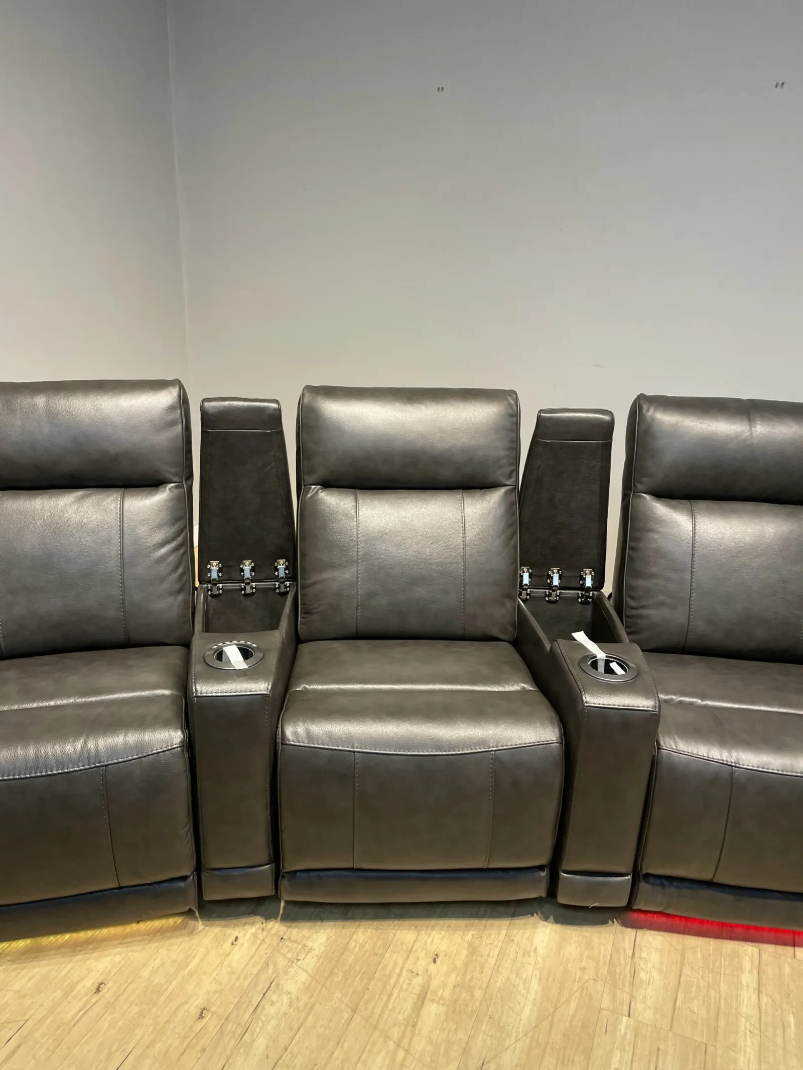 Issac Leather Power Reclining Home Theater Seating Dark Gray - Image 2