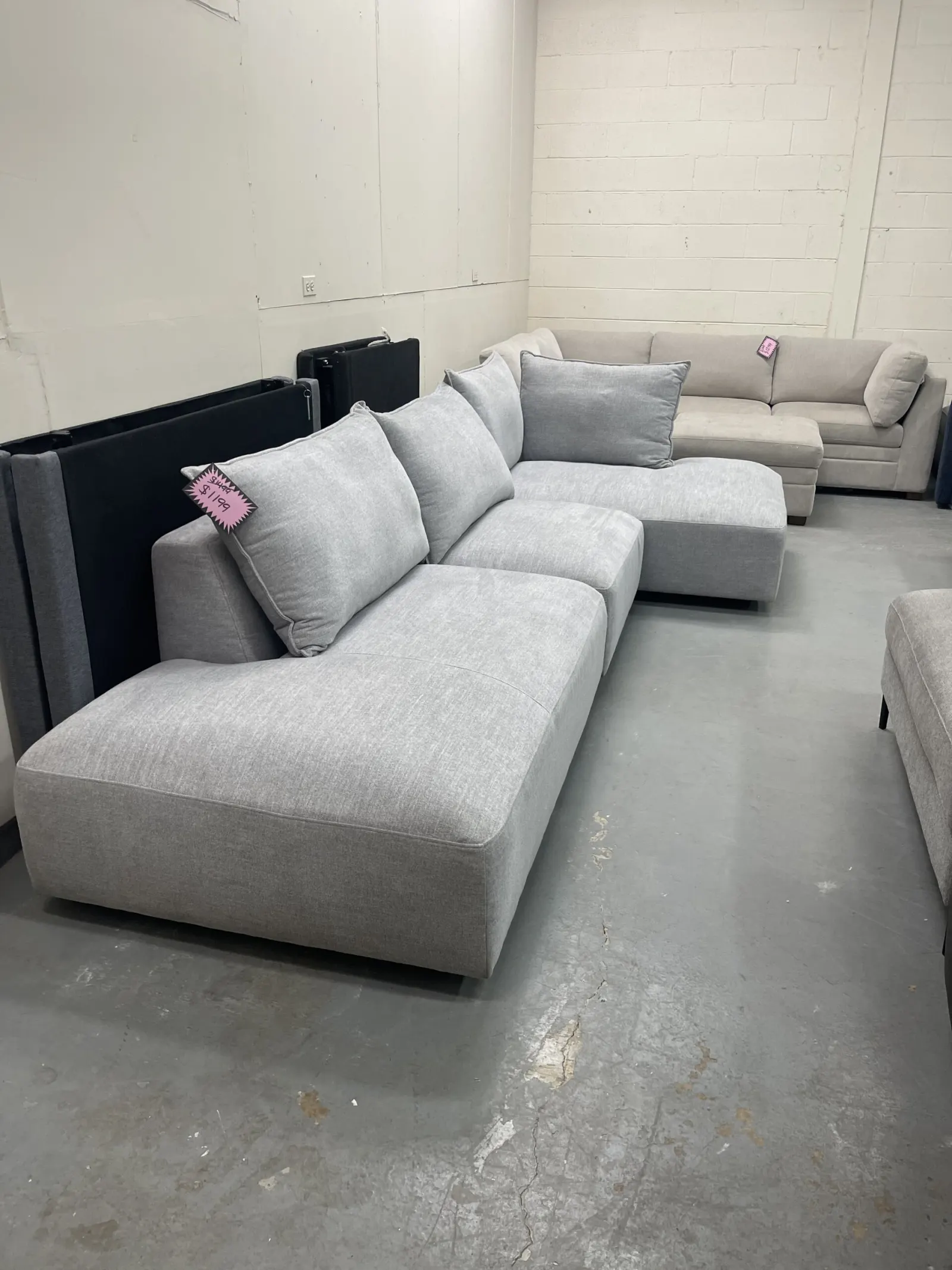 Macon 3-piece Fabric Modular Sectional, Light Gray