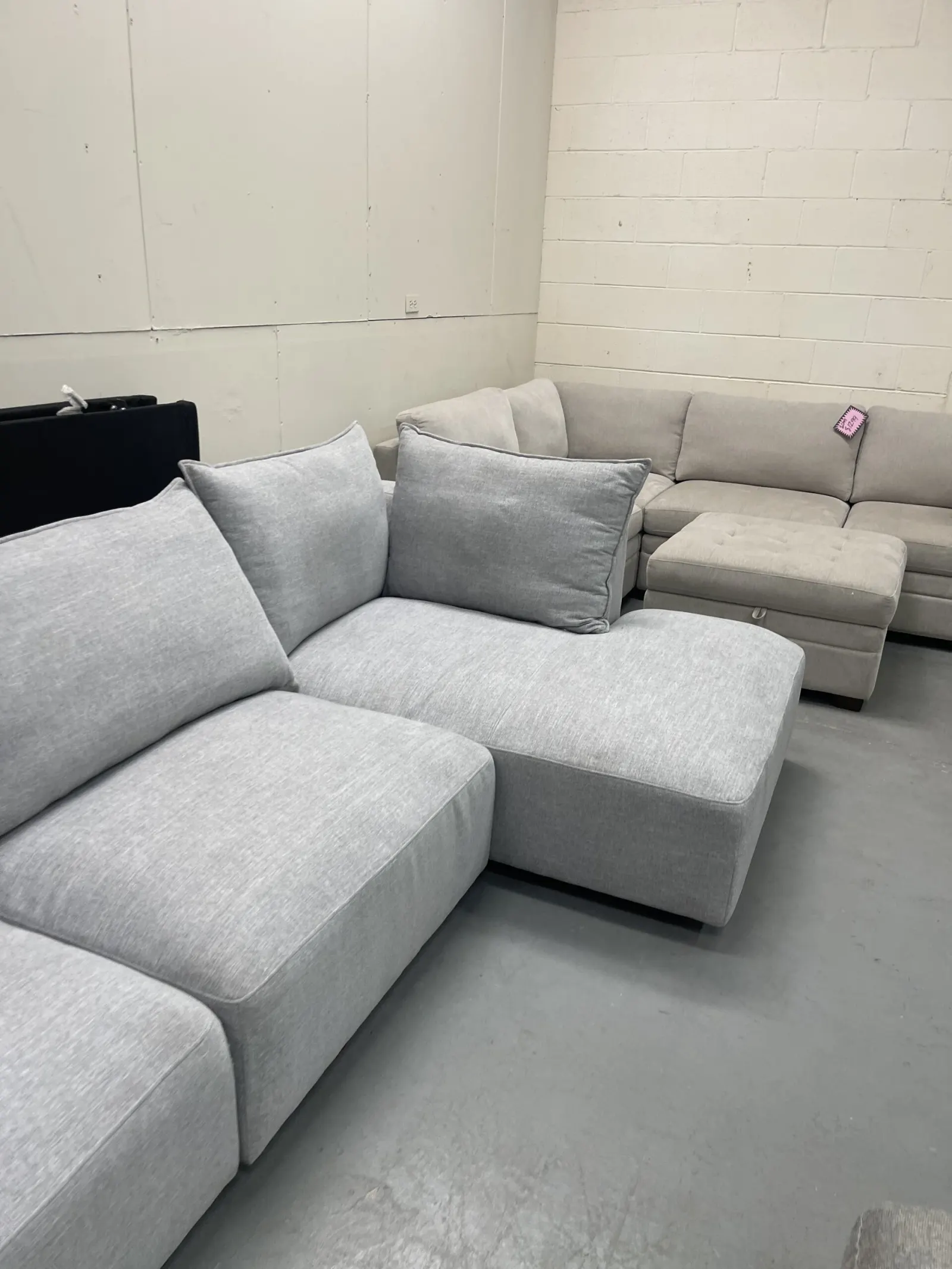 Macon 3-piece Fabric Modular Sectional, Light Gray - Photo 4