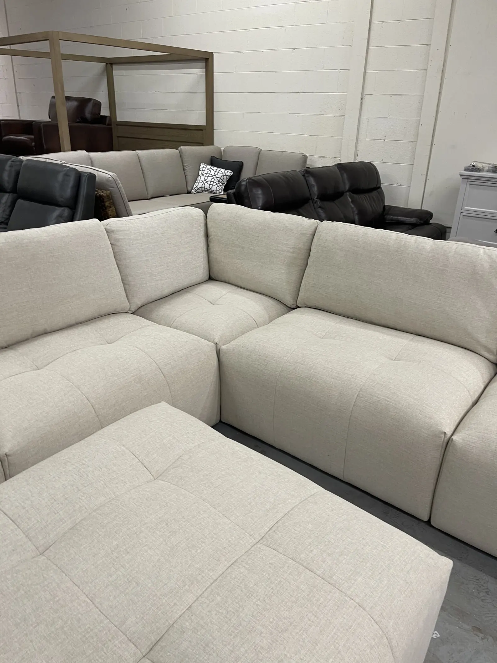 Paige 6 Piece Modular Fabric Sectional Light Beige - Image 6