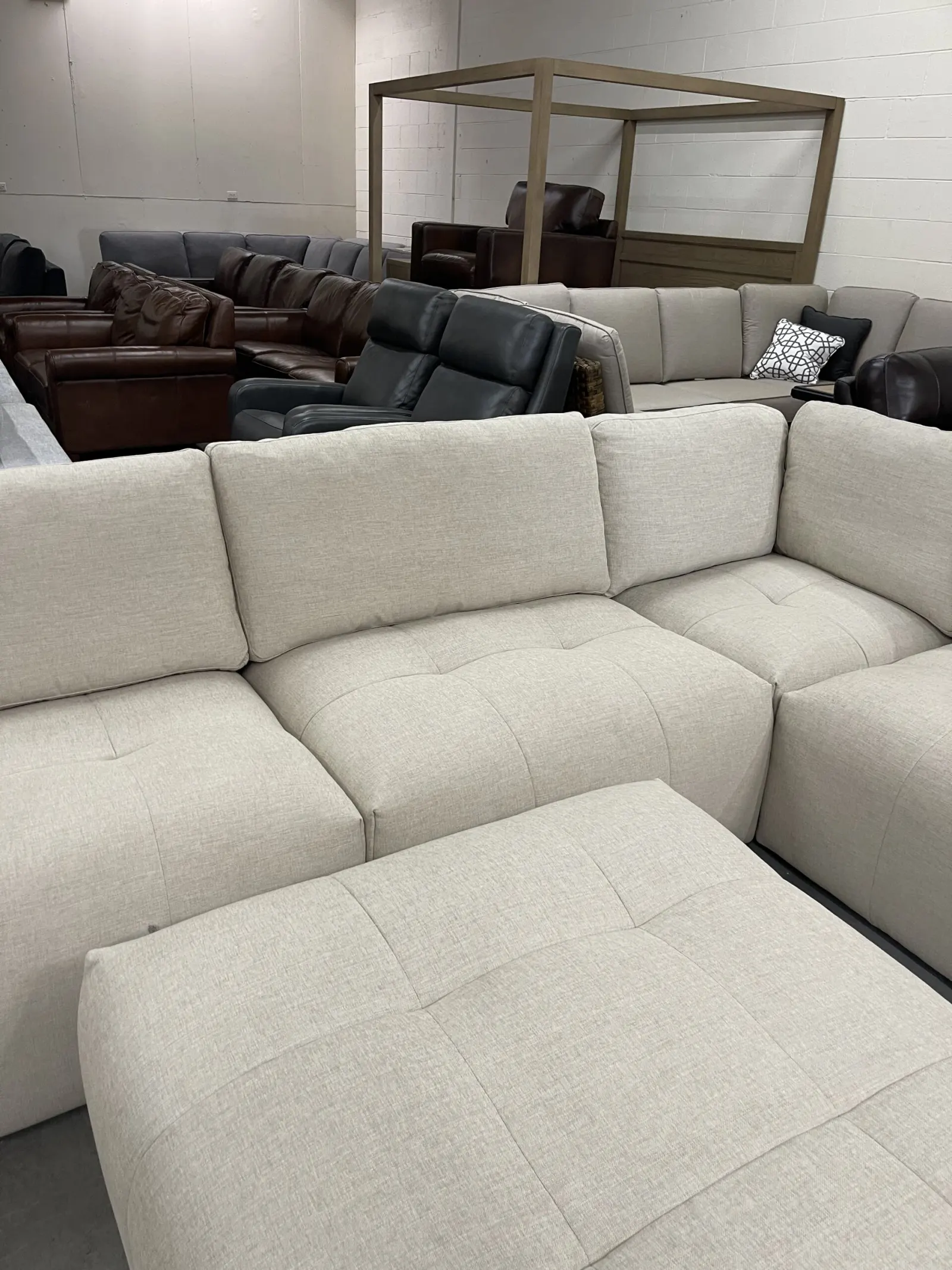 Paige 6 Piece Modular Fabric Sectional Light Beige - Image 7