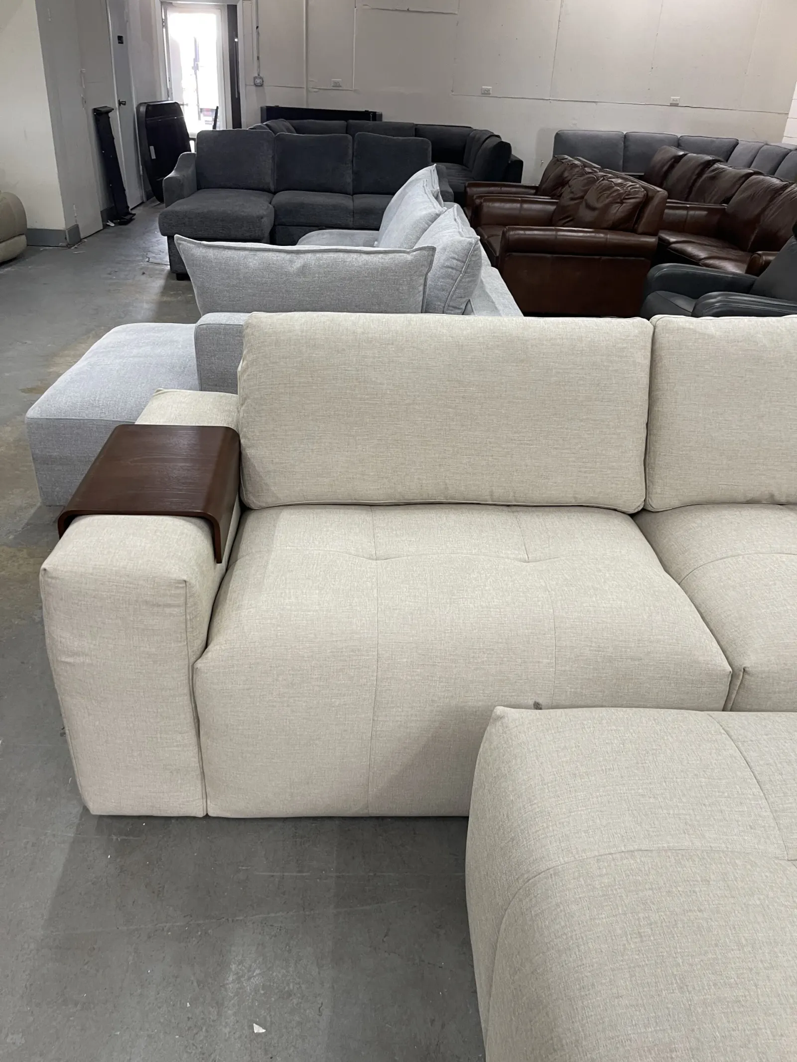 Paige 6 Piece Modular Fabric Sectional Light Beige - Image 8