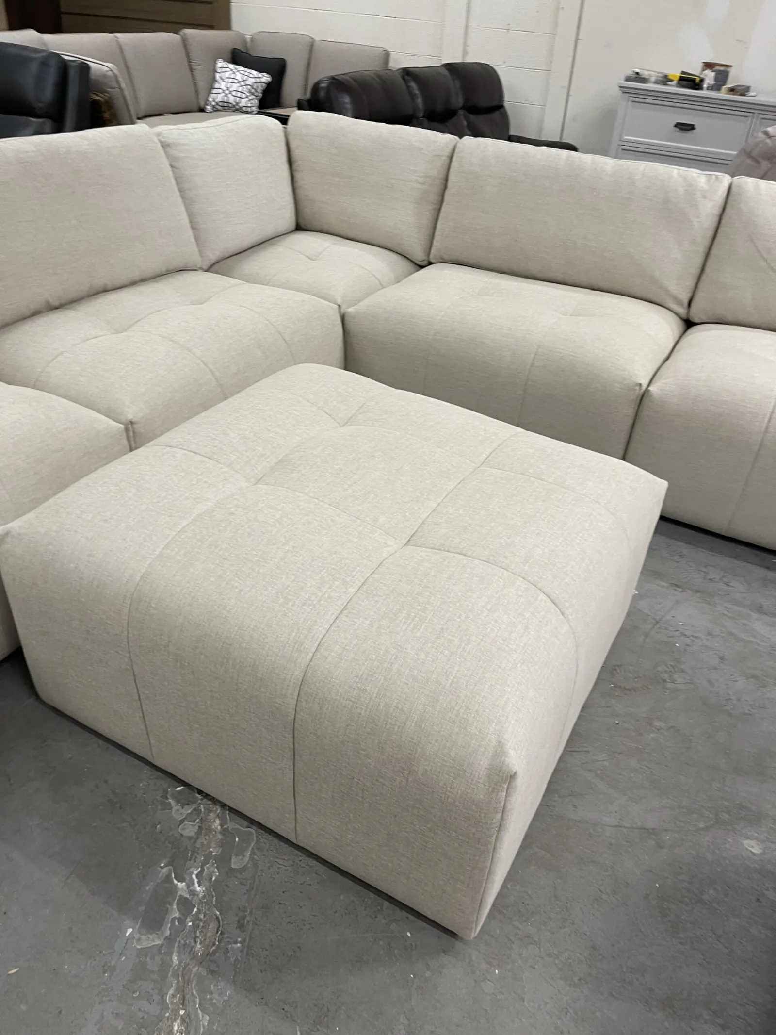 Paige 6 Piece Modular Fabric Sectional Light Beige - Image 9