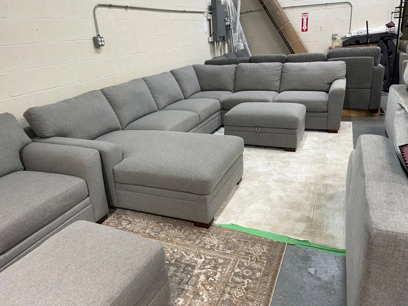 Thomasville Langdon Fabric Sectional with Chaise and Storage Ottoman - Photo 1